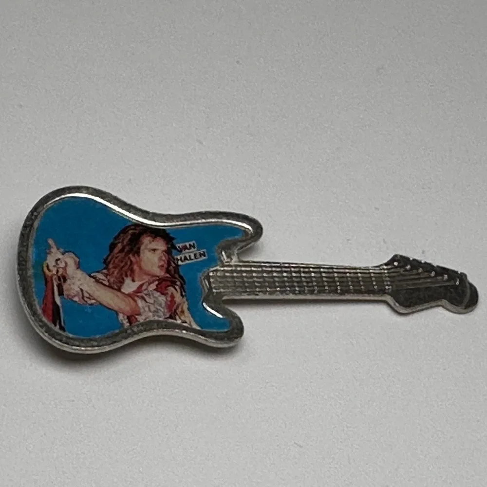 Van Halen David Lee Roth Guitar Lapel Pin Brooch‎ VTG Classic Rock & Roll